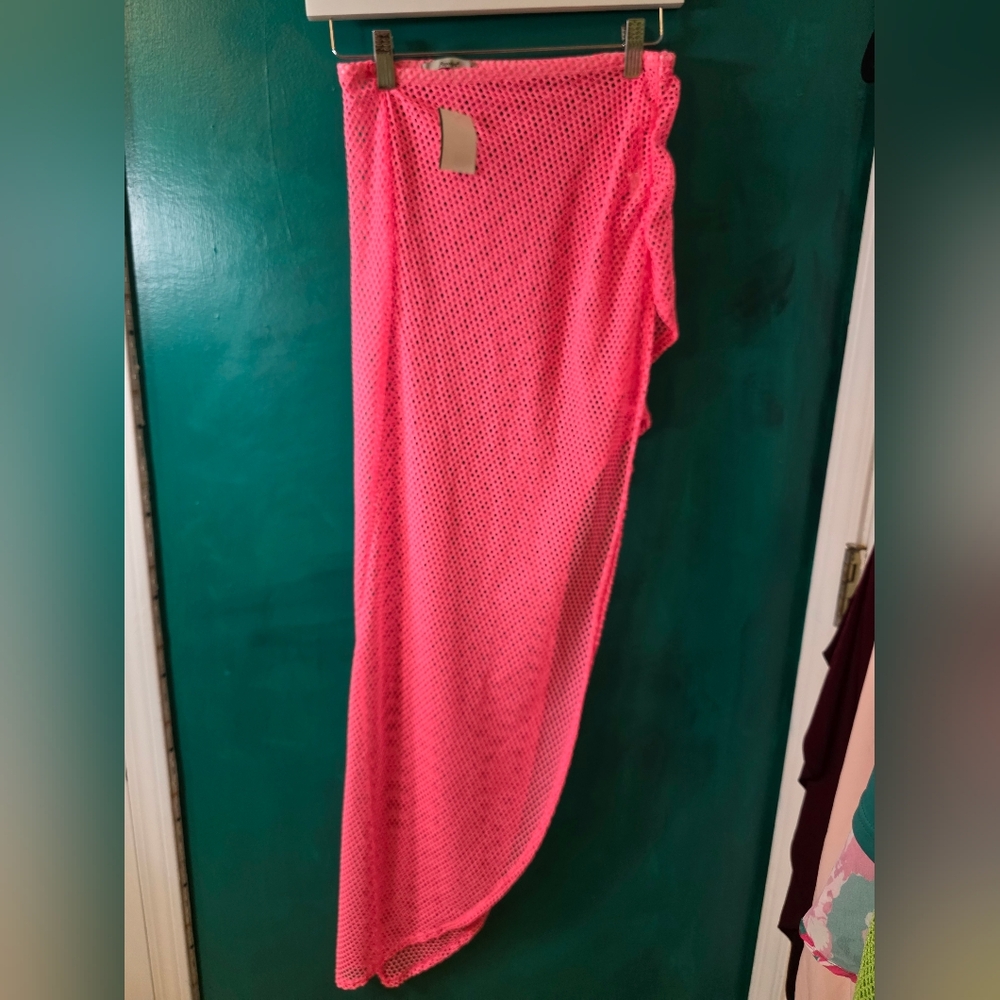 Papaya Neon Pink Mesh Maxi Skirt NWT S